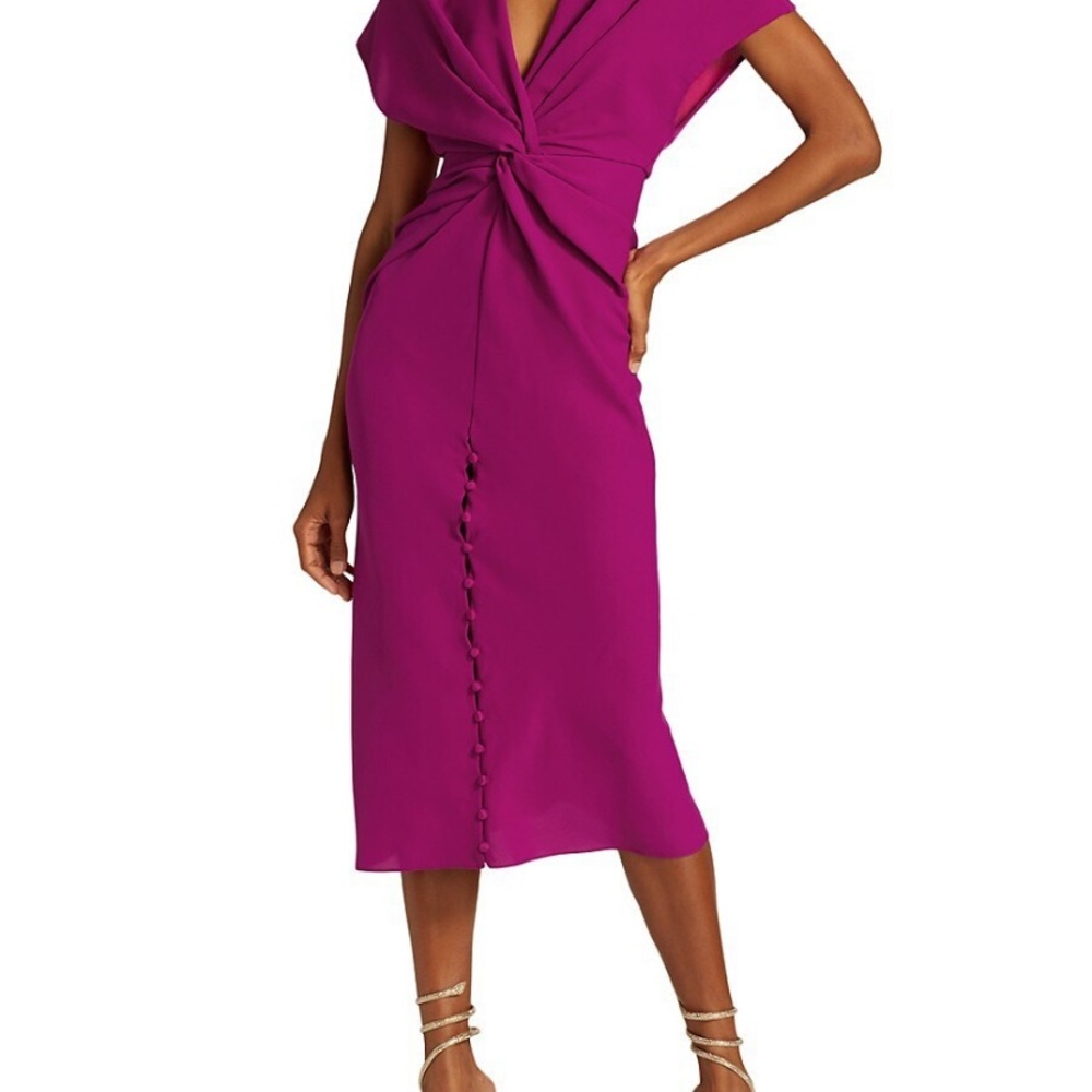 Prabal Gurang size 2 NWT Jackie Twisted Front Midi dress in Berry
